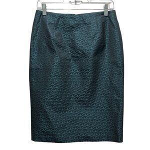 NWT Doncaster Collection Teal & Black Pencil Skirt Shimmery 3D Design - Size 2